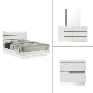 Paradox White 5/0 Q 4pcs B/Dresser/Mirror Nightstand
