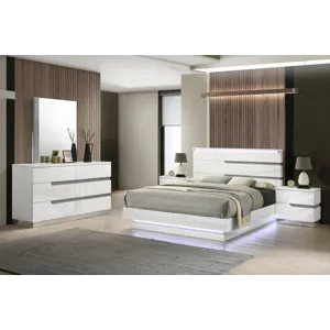 Paradox White 5pcs Bed/Dresser/Mirror/2 Nightstands - Queen