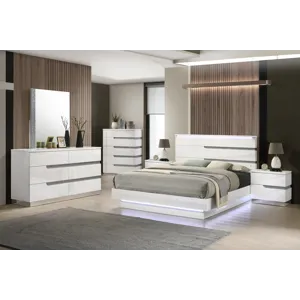 Paradox White 6pcs Bed/Dresser/Mirror/Chest/2 Nightstands - Queen