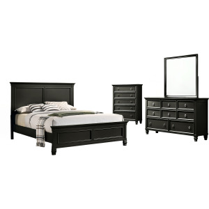 Tamarack 4pc Bed, R, R, H Black - Queen