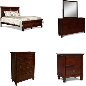 Tamarack 5pc Bed, R, R, S, H-Brown Cherry - California King