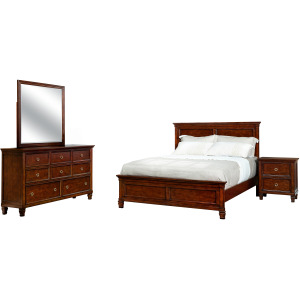 Tamarack 4pc Bed, R, R, S-Brown Cherry - Queen
