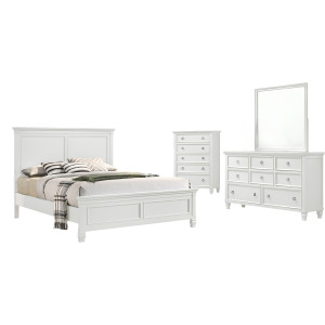Tamarack 4pc Bed, R, R, H White - California King