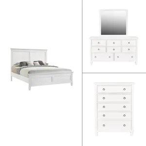 Tamarack 4pc Bed, R, R, H White - Queen