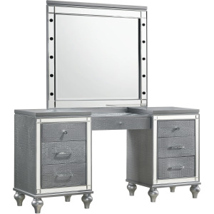 Valentino Vanity Table & Mirror Silver