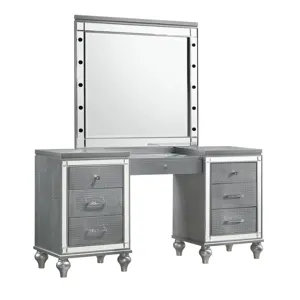 Valentino Vanity Table & Mirror Silver