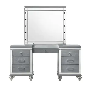 Valentino Vanity Table & Mirror Silver