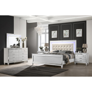 Valentino White 5pcs Bed/Dresser/Mirror/2 Nightstands - King