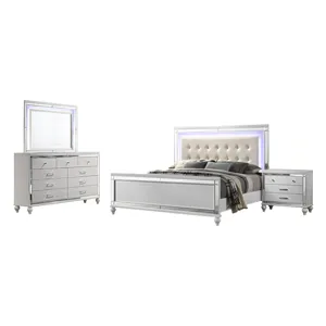 Valentino 4pc Bed, R, R, S White - California King