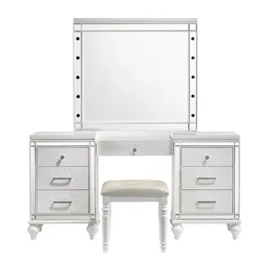 Valentino Vanity Table, Mirror & Stool White
