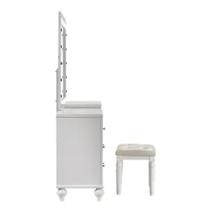 Valentino Vanity Table, Mirror & Stool White