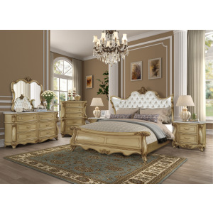 Monique Dresser W/Marble Top Antique Gold