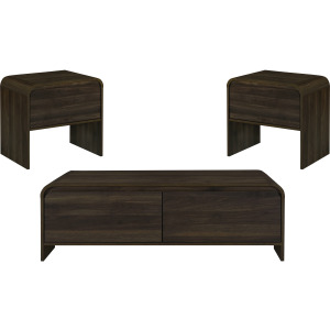 Mara 3pcs Cocktail Table & 2 End Tables Walnut