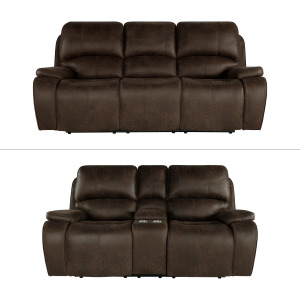 Brookings 2pc Manual Sofa/Love Brown