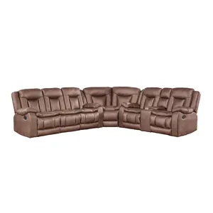 Morello 3 PC Manual Sofa/Love/Wedge Brown