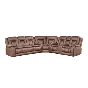 Morello 3 PC P1 Sofa/Love/Wedge W/Power Footrest-Brown