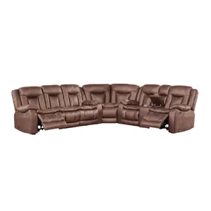 Morello 3 PC P1 Sofa/Love/Wedge W/Power Footrest-Brown