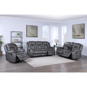 Morello Manual 3pc Sofa Love, Rec Gray