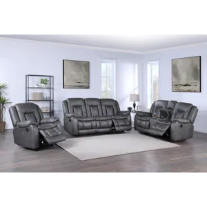 Morello Manual 3pc Sofa Love, Rec Gray