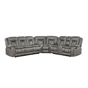 Morello 3 PC Manual Sofa/Love/Wedge Gray
