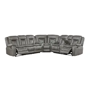 Morello 3 PC Manual Sofa/Love/Wedge Gray