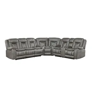 Morello 3 PC P1 Sofa/Love/Wedge W/Power Footrest-Gray