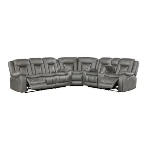 Morello 3 PC P1 Sofa/Love/Wedge W/Power Footrest-Gray