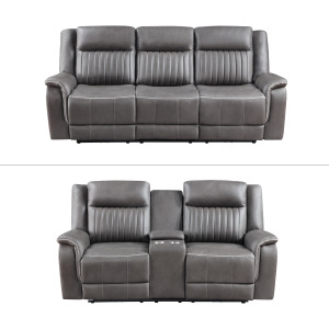 Enzo 2 PC Manual Sofa & Love-Gray
