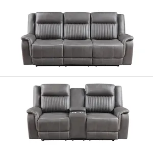 Enzo 2 PC Manual Sofa & Love-Gray