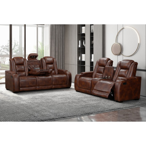 Chester 2 PCS Manual Sofa/Love Brown