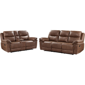 Ryland Manual 2pc Sofa/Love Brown