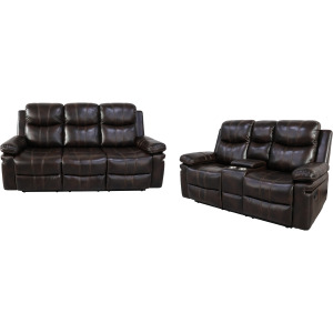 Kellen Manual 2pc Sofa Love Brown