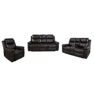 Kellen Manual 3pc Sofa Love, Rec Brown