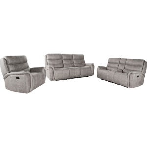 Kamari Manual 3pc Sofa Love, Rec Gray
