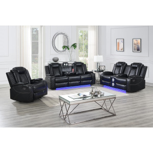 Orion II Manual 3pcs Sofa/Love/Chair Black