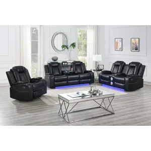 Orion II Manual 3pcs Sofa/Love/Chair Black