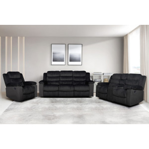 Willow 3pcs Sofa/Love/Recliner Black