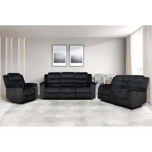 Willow 3pcs Sofa/Love/Recliner Black