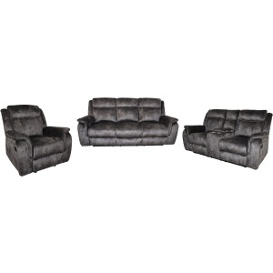 Park City Manual 3pc Sofa Love, Rec Slate