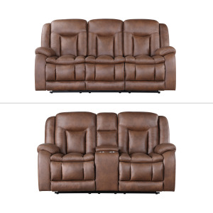 Morello 2pc P1 Sofa/Loveseat W Power Footrest-Brown