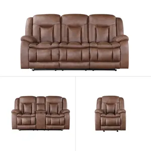 Morello 3pc P1 Sofa, Oveseat & Recliner W/Power Footrest-Brown