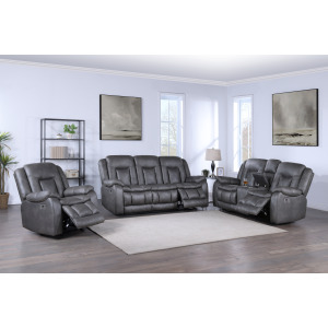 Morello Power P1 3pc Sofa Love, Rec Gray