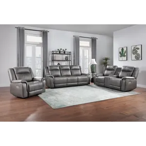 Enzo Power P1 3pc Sofa, Love & Rec W/Power Footrest-Gray