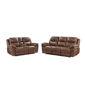 Ryland P1 2pc Sofa/Love Power Footrest Brown