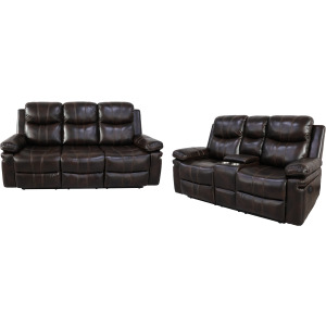 Kellen P1 2pcs Sofa/Love Power Footrest Brown