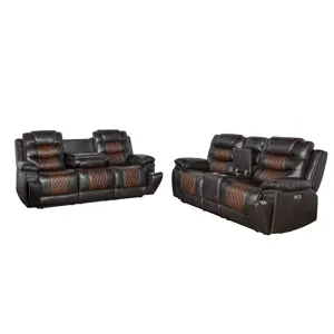 Nikko P1 2pc Sofa/Love Power Footrest Brown