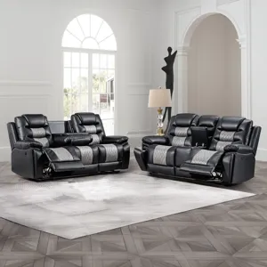Nikko Power P1-2pc Sofa/Love Black/Gray