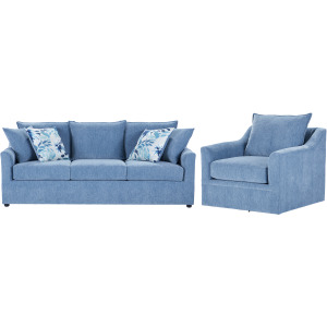 Sylvie 2 PCS Sofa Chair Blue Slate