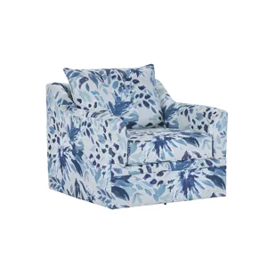 Sylvie 2 PC Sofa-Blue & Swivel Chair Blue And White Print
