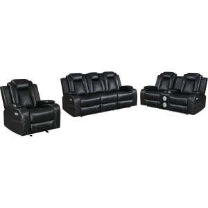 Orion II Power P2 3pcs Sofa/Love/Chair Black